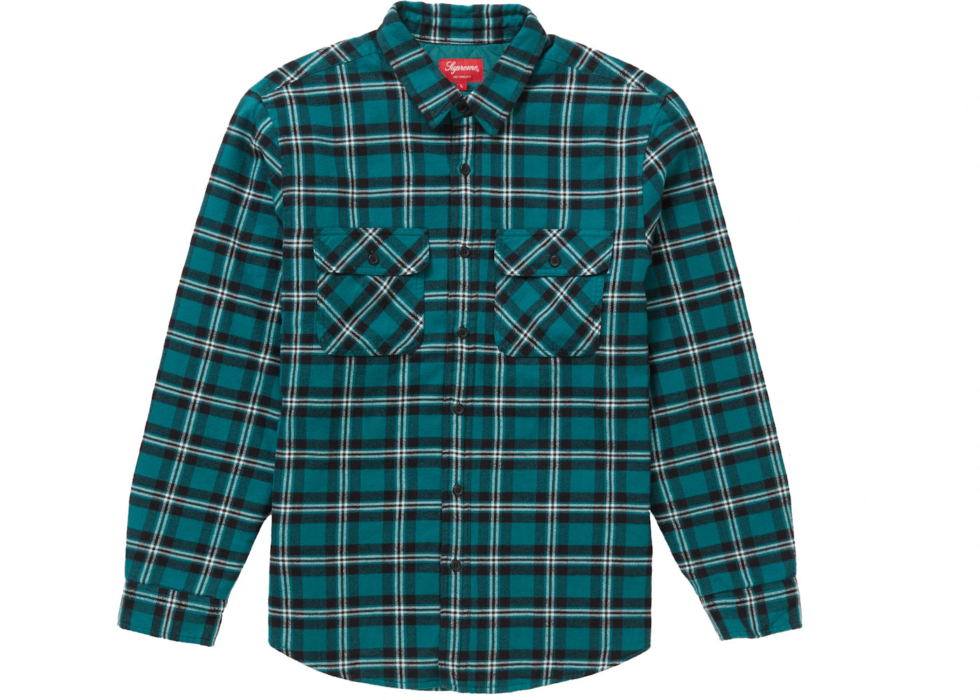 Supreme Arc Logo Quilted Flannel Shirt Green
