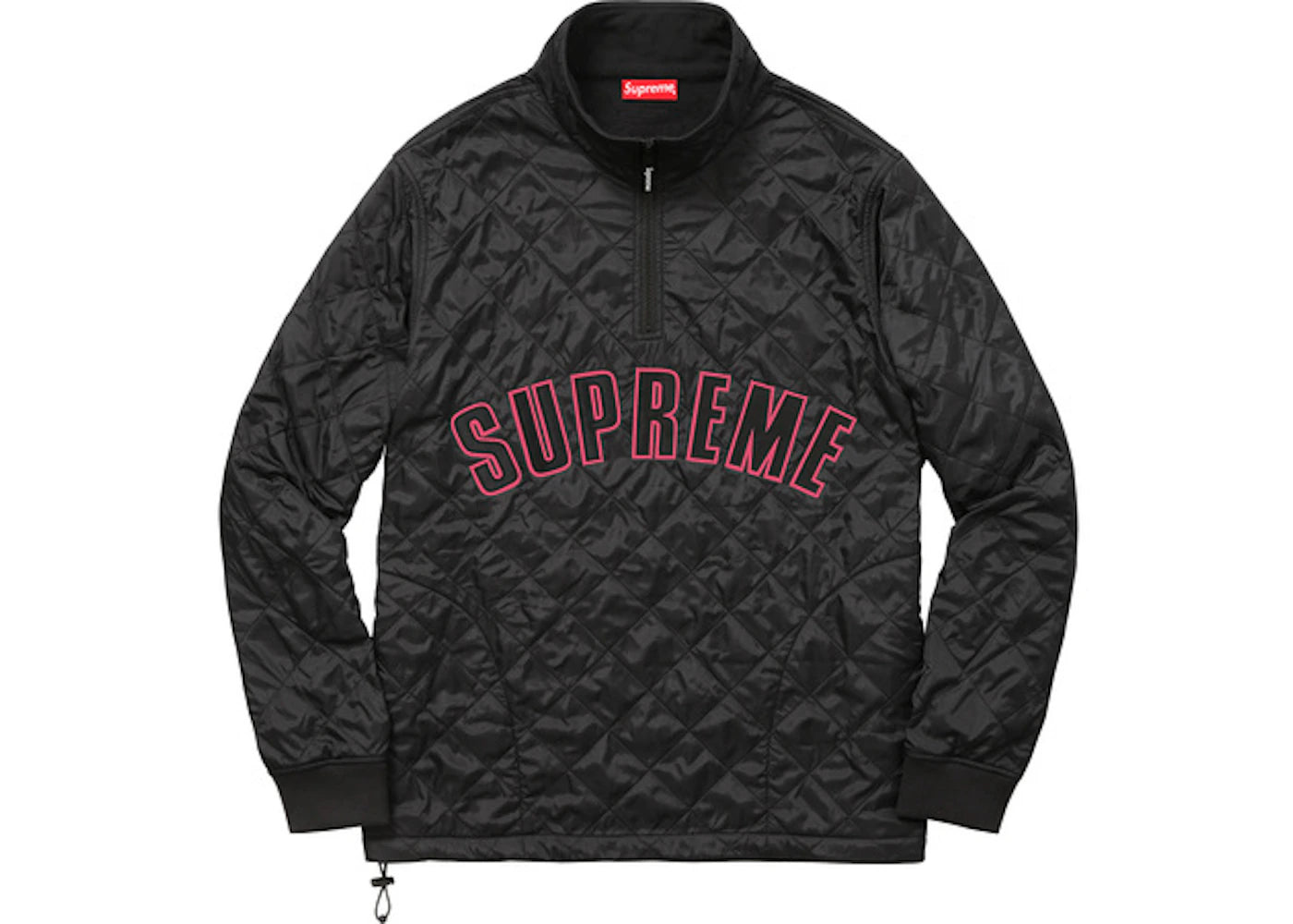 Supreme Arc Logo Quilted Half Zip Pullover Black