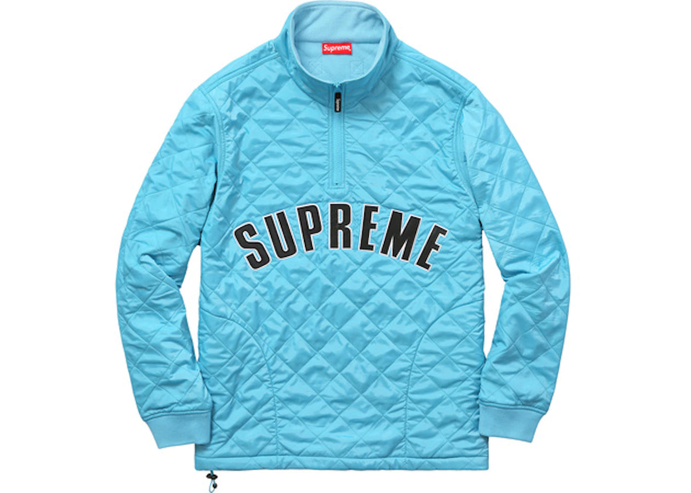 Supreme Arc Logo Quilted Half Zip Pullover Light Blue