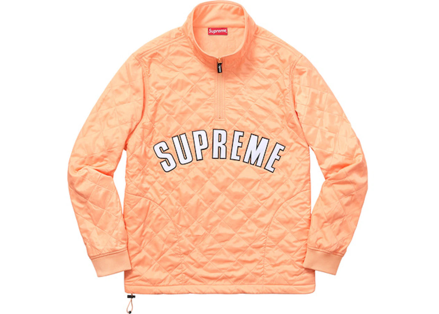 Supreme Arc Logo Quilted Half Zip Pullover Peach