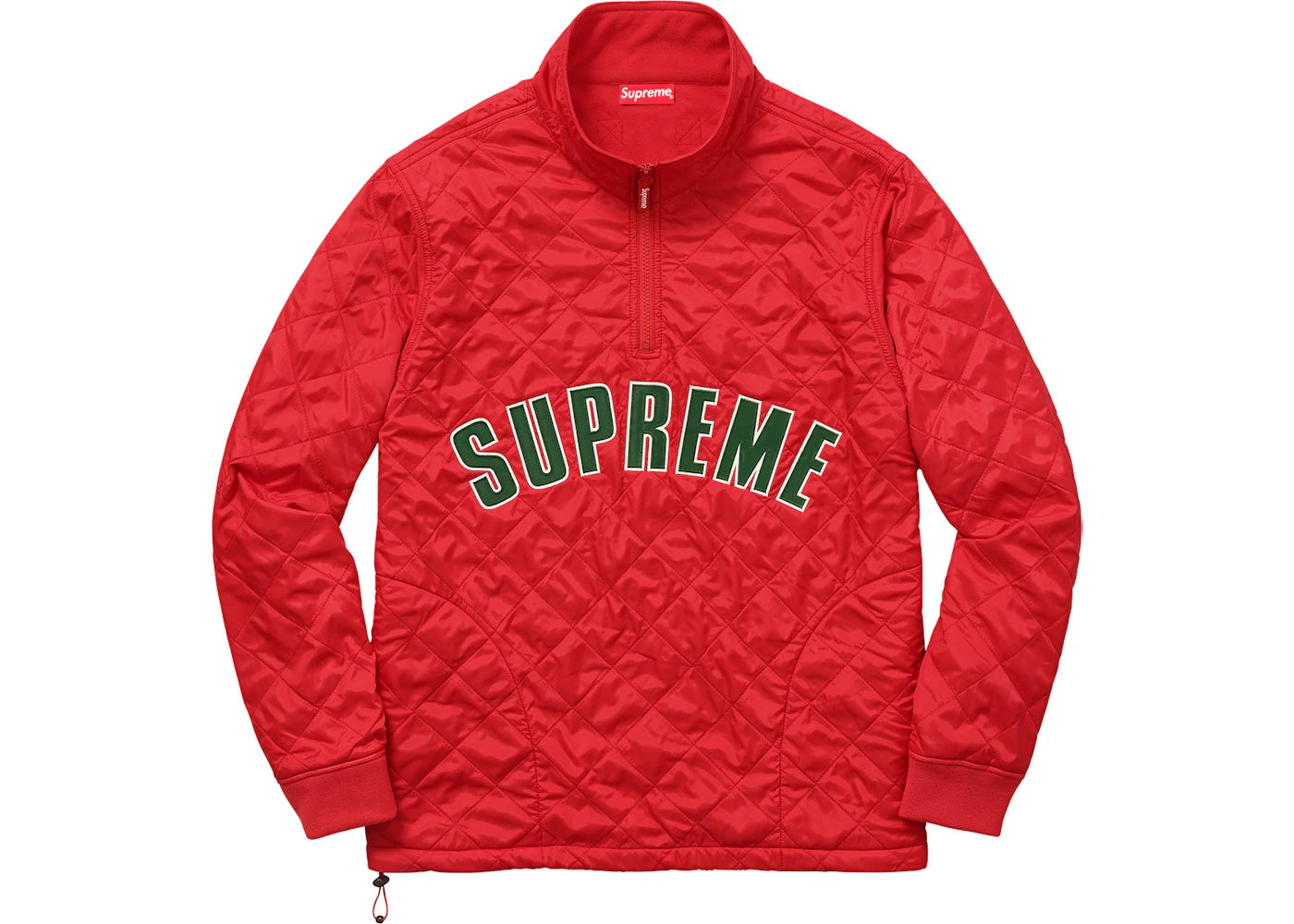 Supreme Arc Logo Quilted Half Zip Pullover Red