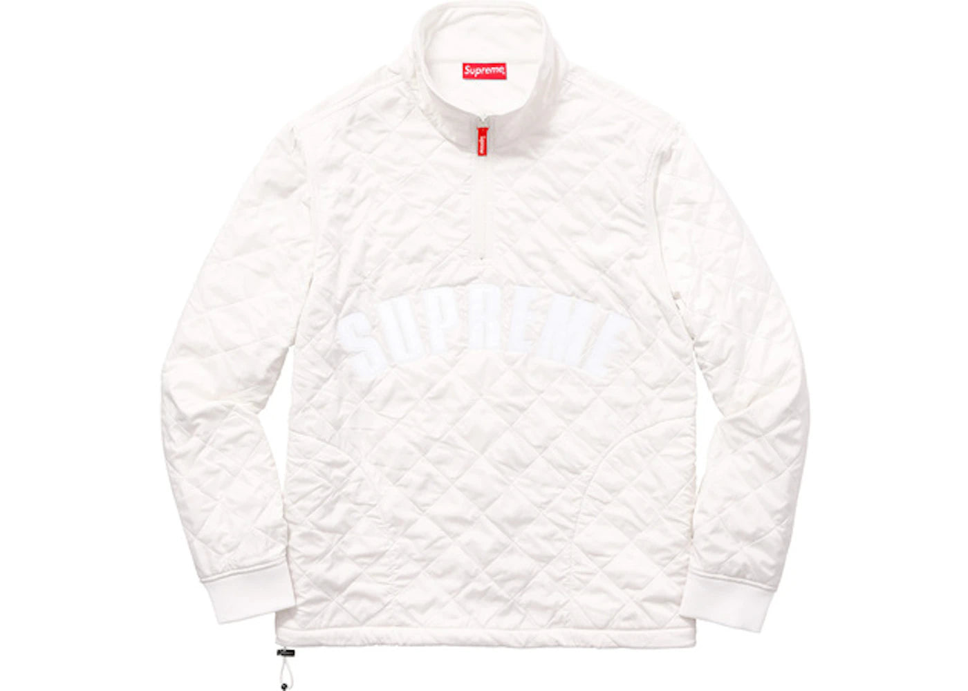 Supreme Arc Logo Quilted Half Zip Pullover White