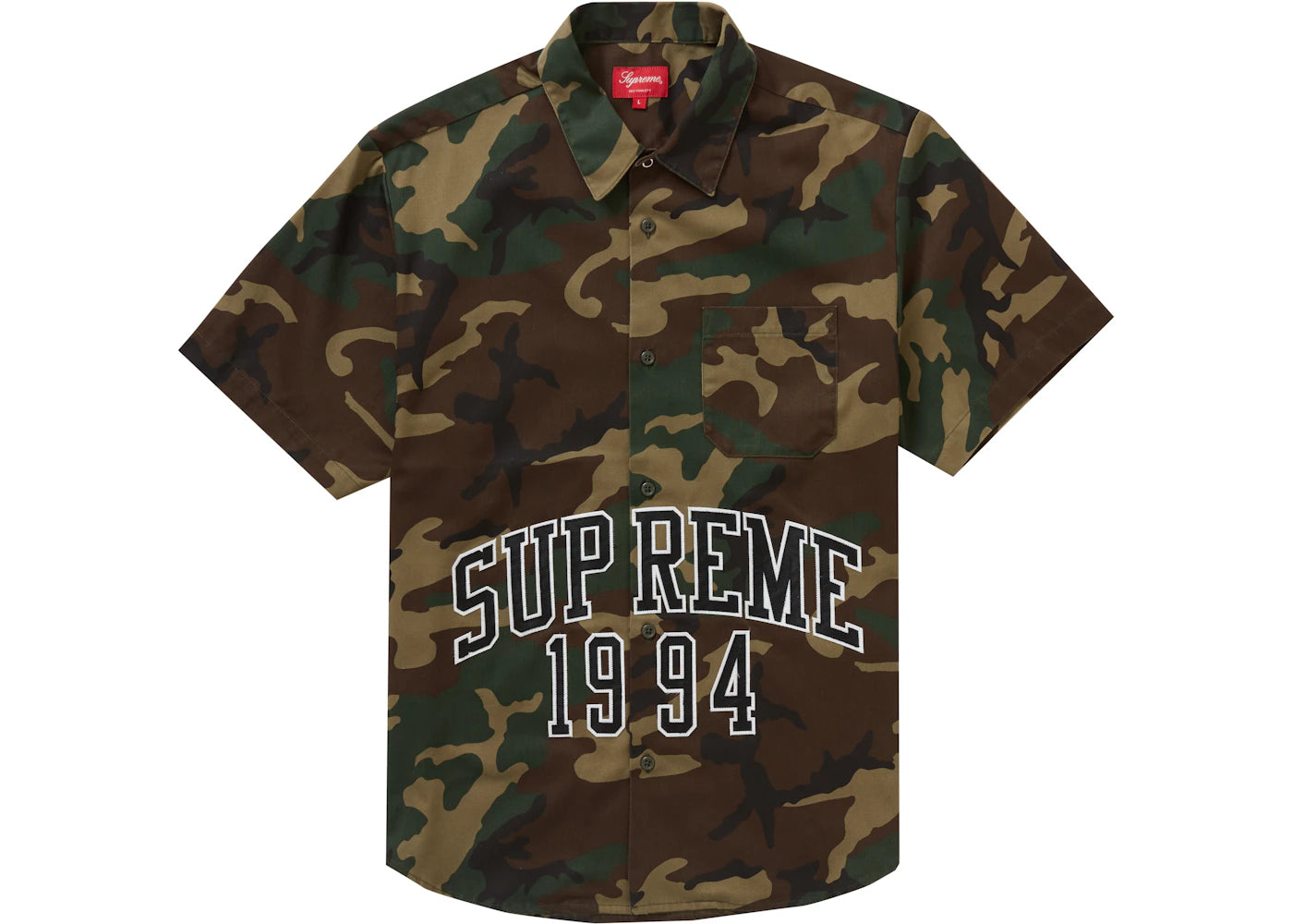 Supreme Arc Logo S/S Work Shirt Woodland Camo