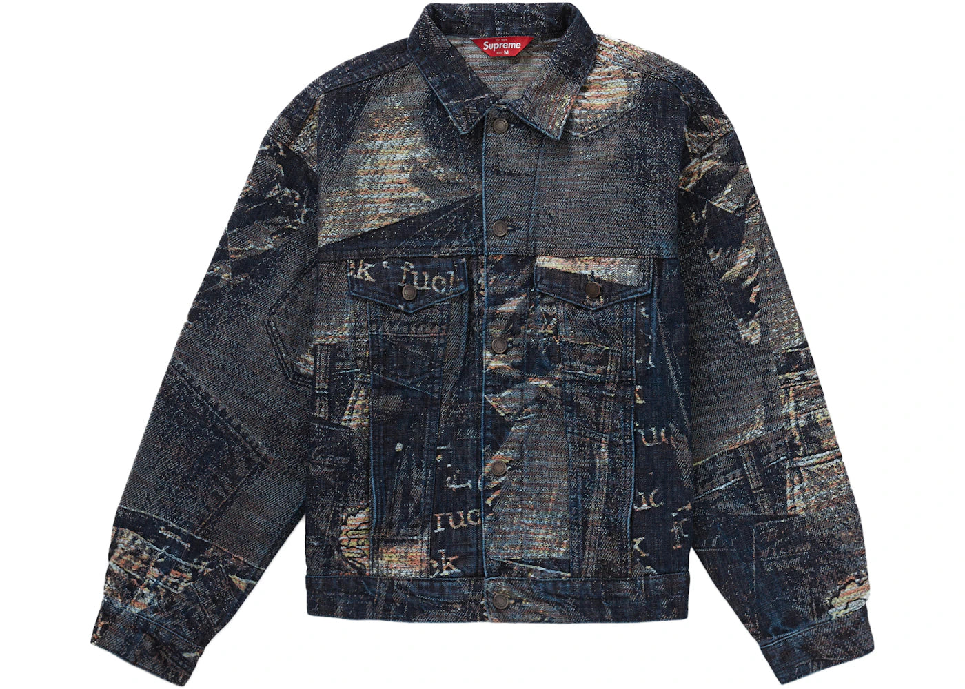 Supreme Archive Denim Jacquard Trucker Jacket Blue