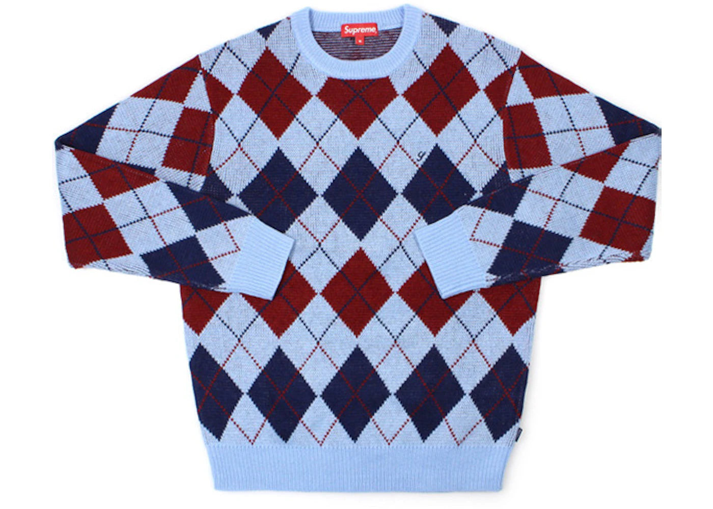 Supreme Argyle Crewneck Sweater Light Blue