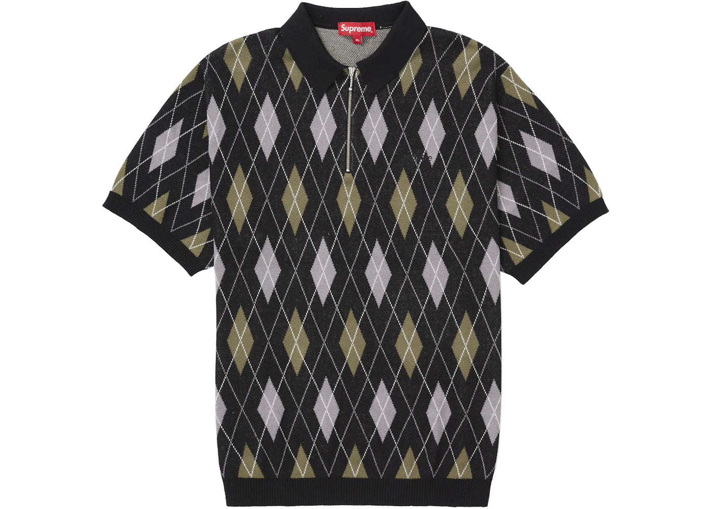 Supreme Argyle Zip Polo Black