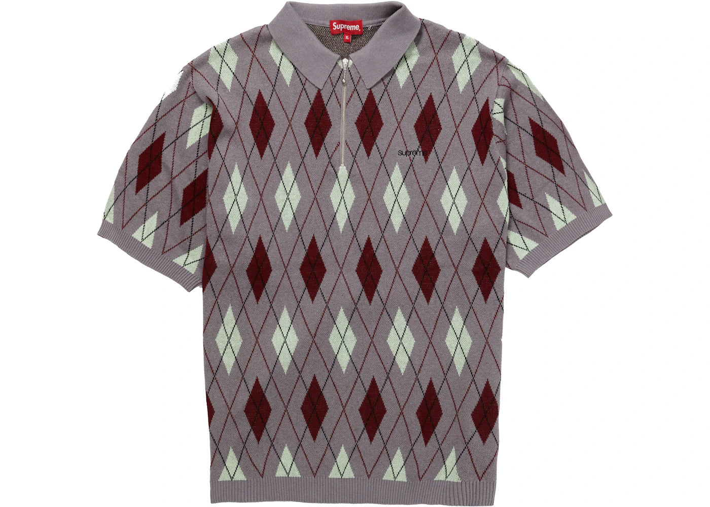 Supreme Argyle Zip Polo Grey