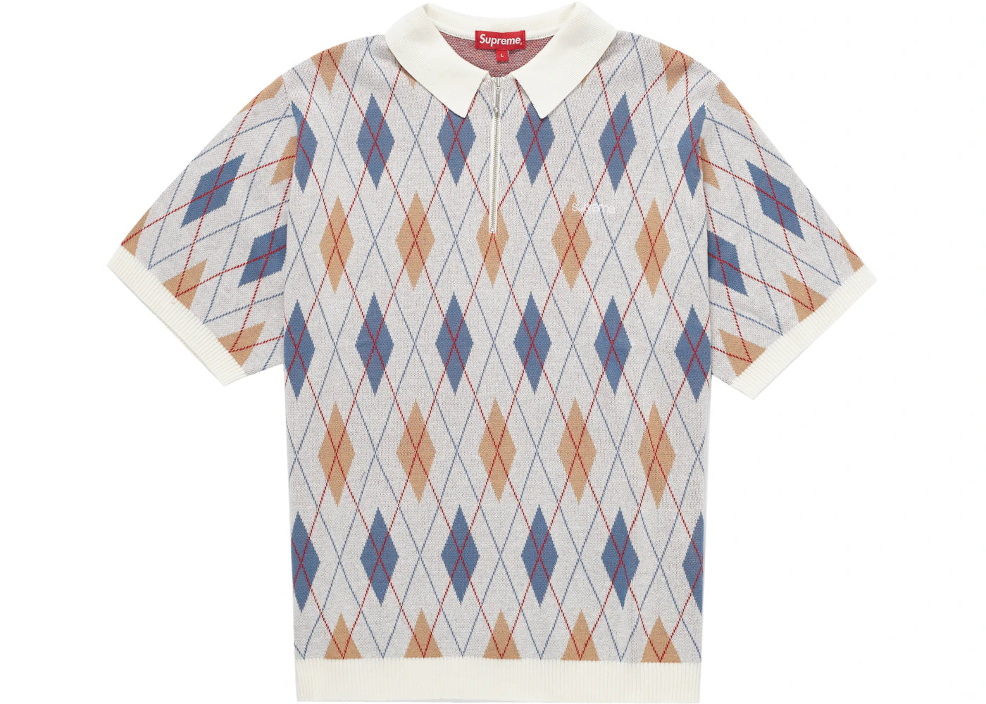 Supreme Argyle Zip Polo White