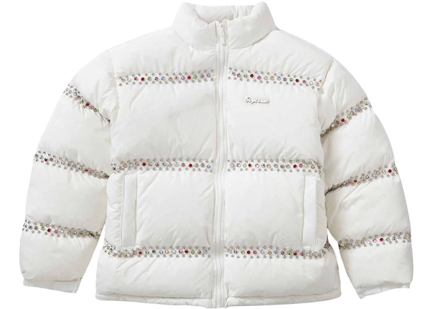 Supreme B.B. Simon Studded Puffer Jacket White