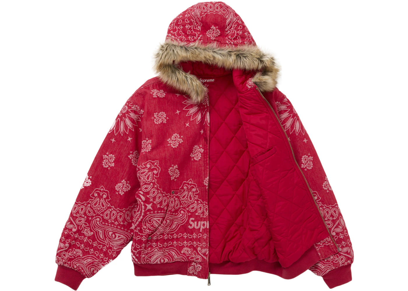 ジャケット・アウター Supreme Bandana Jacquard Jacket \"Red\" s Supreme Bandana Jacquard Denim Hooded Work Jacket (SS25) - $398