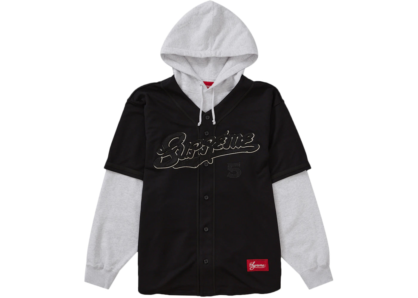 Supreme Baseball Jersey Hooded Sweatshirt Black