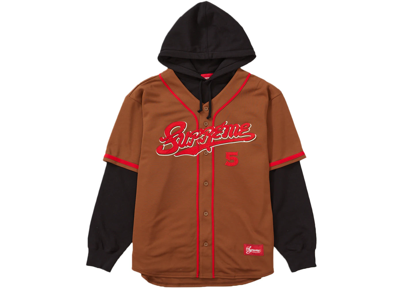 Supreme Baseball Jersey Hooded Sweatshirt Brown