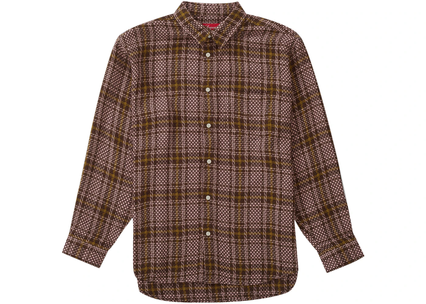Supreme Basket Weave Plaid Shirt Brown