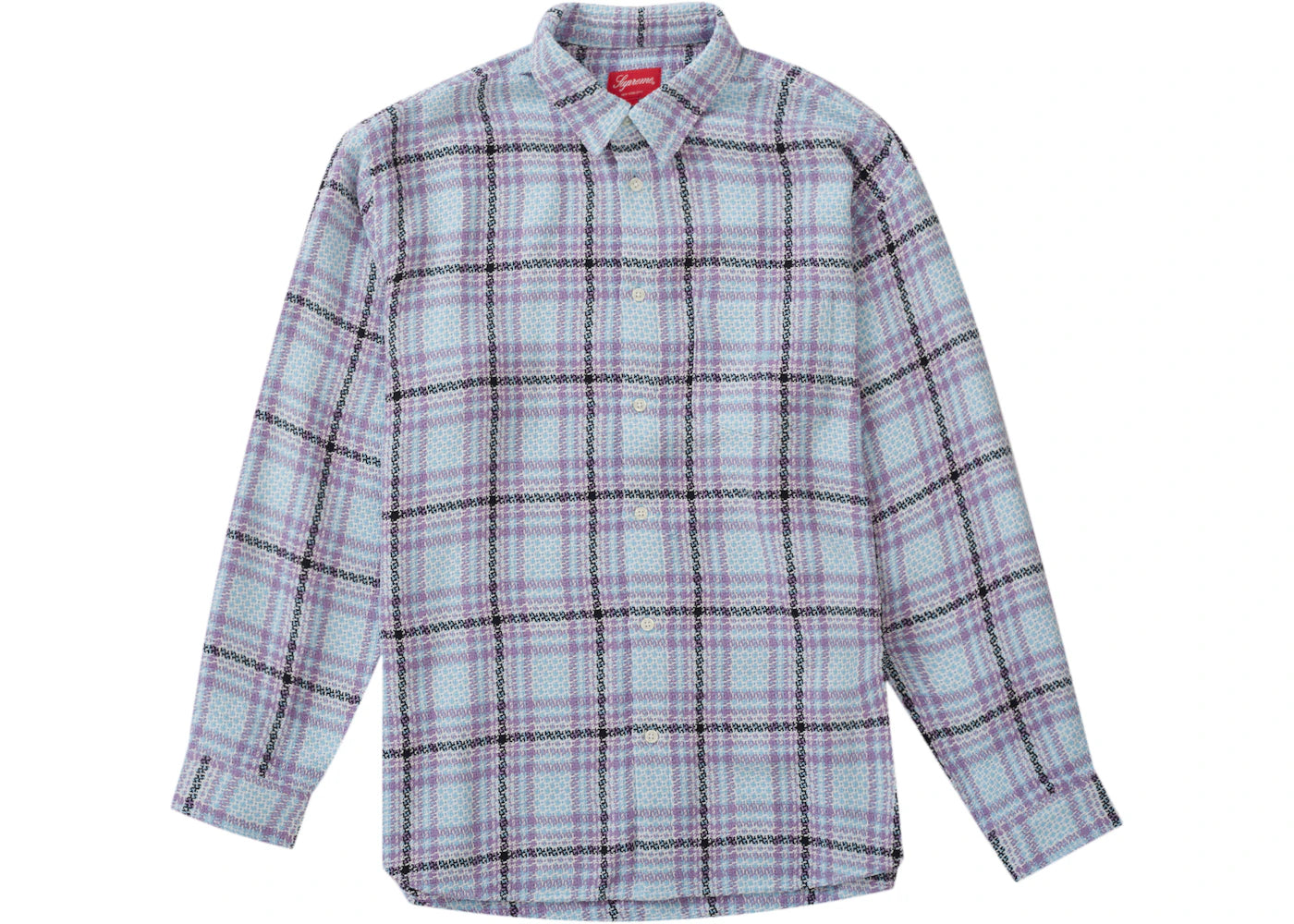 Supreme Basket Weave Plaid Shirt Light Blue