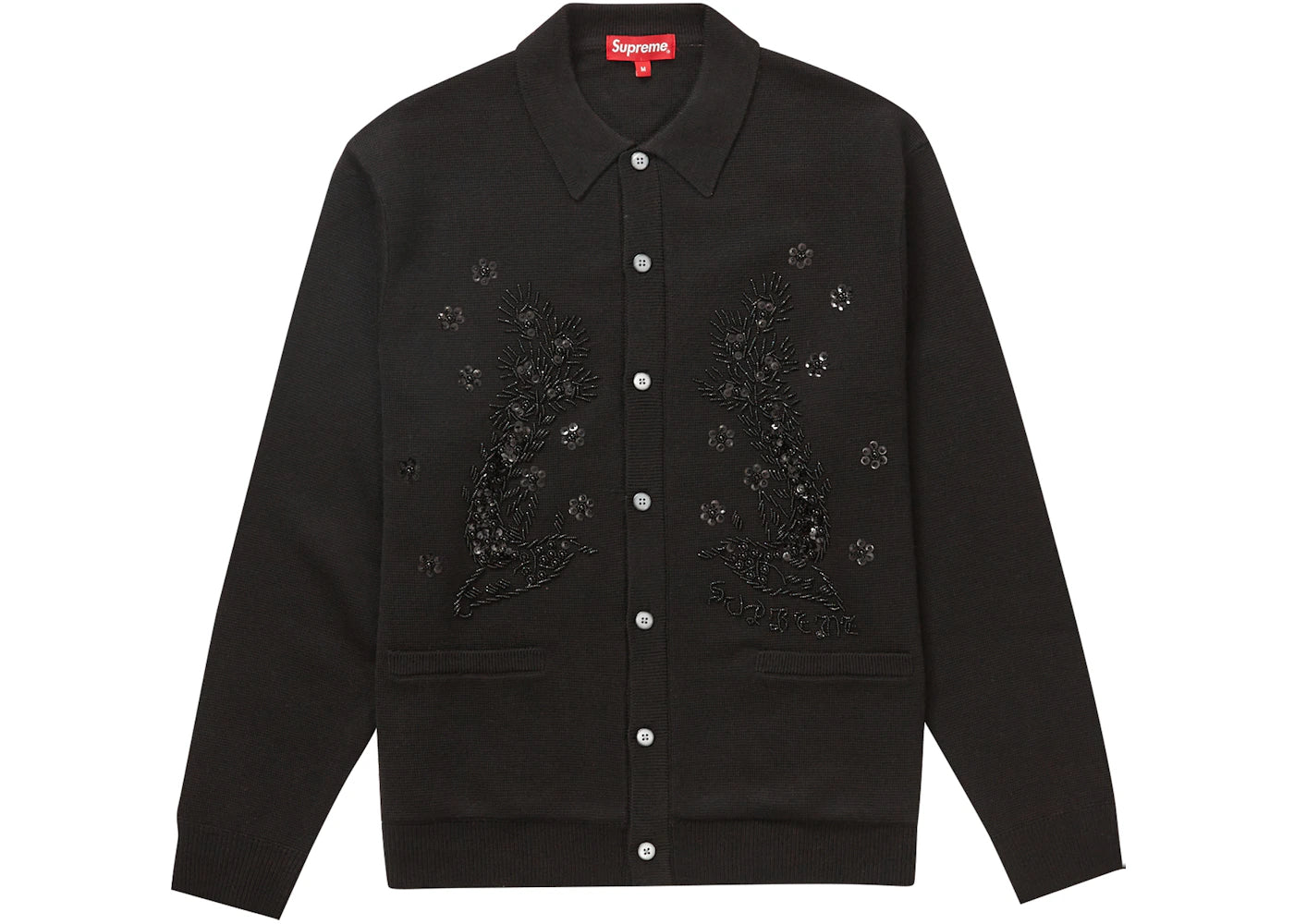 Supreme Beaded Applique Cardigan Black