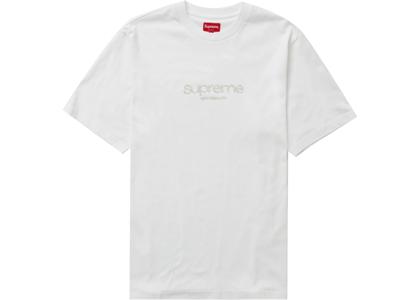 Supreme Beaded Logo S/S Top White