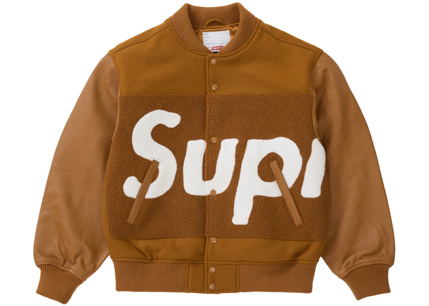 Supreme Big Logo Chenille Varsity Jacket Mustard