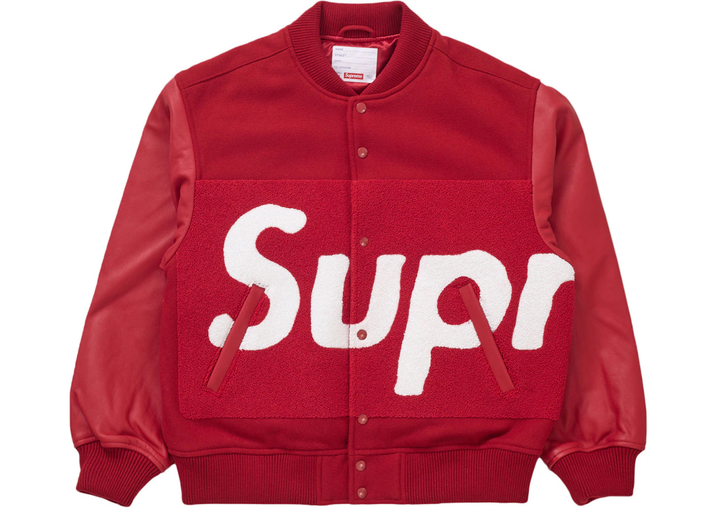 Supreme Big Logo Chenille Varsity Jacket Red