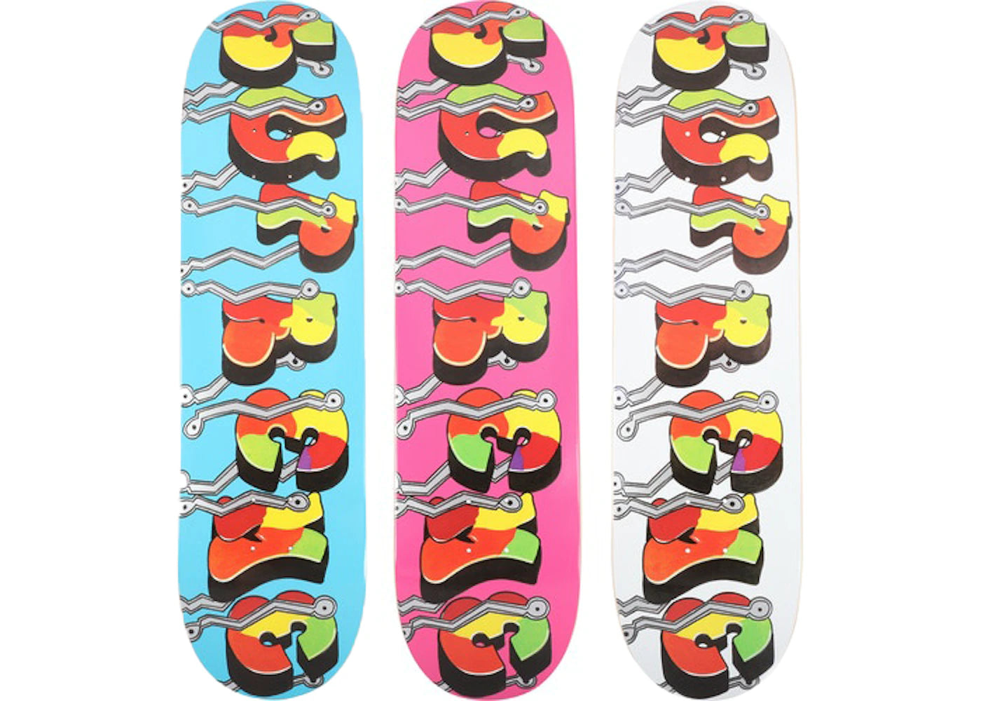 Supreme Blade Whole Car Skateboard Deck Blue/Pink/White Set