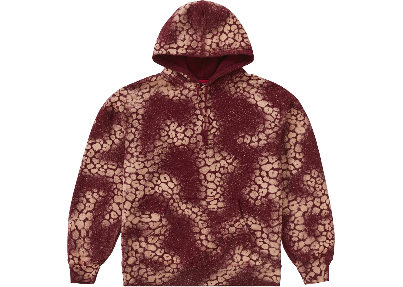 Supreme Bleached Leopard Hooded Sweatshirt Cardinal