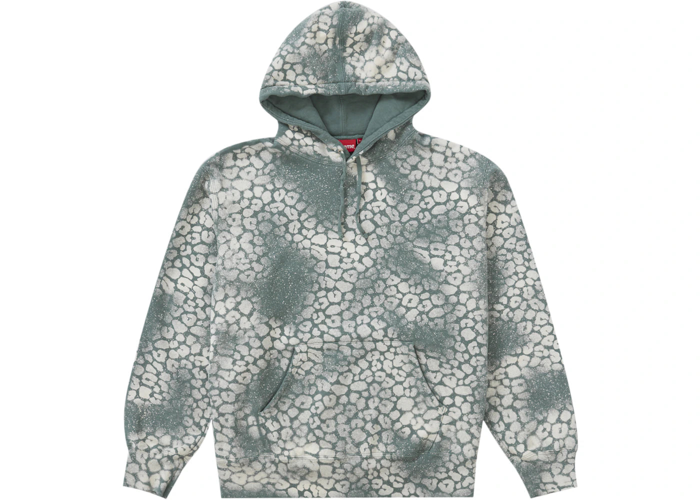 Supreme Bleached Leopard Hooded Sweatshirt Dusty Teal