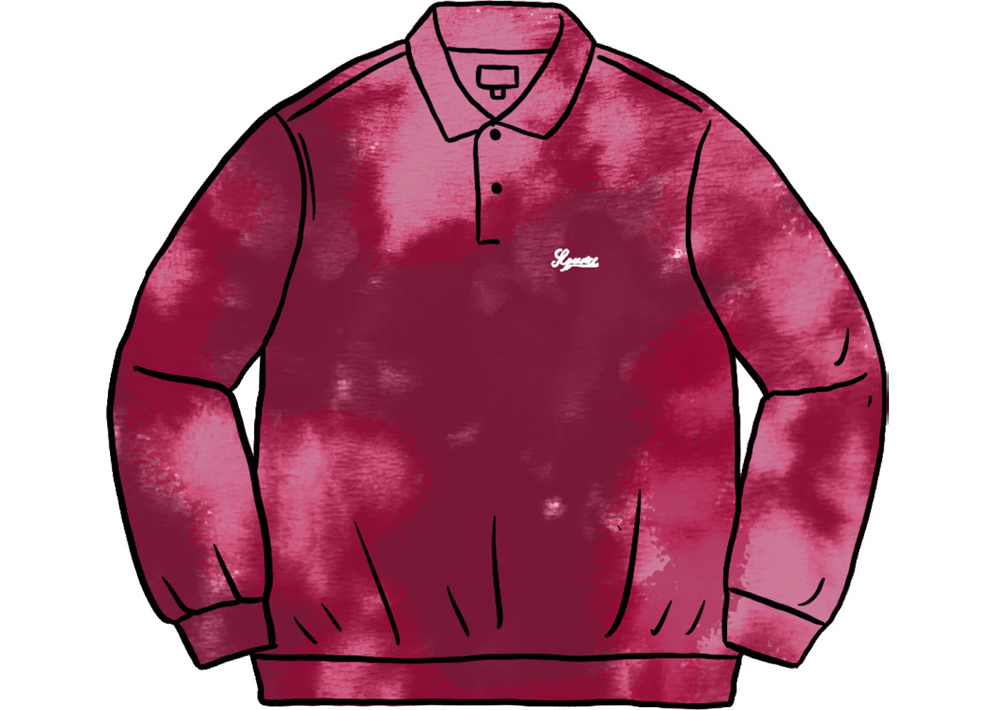 Supreme Bleached Velour L/S Polo Magenta