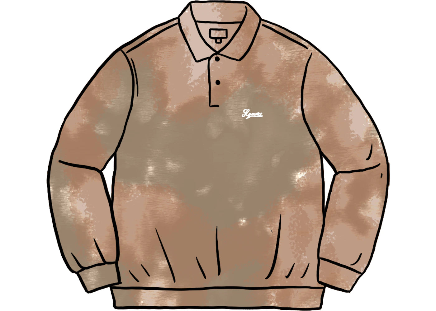 Supreme Bleached Velour L/S Polo Tan