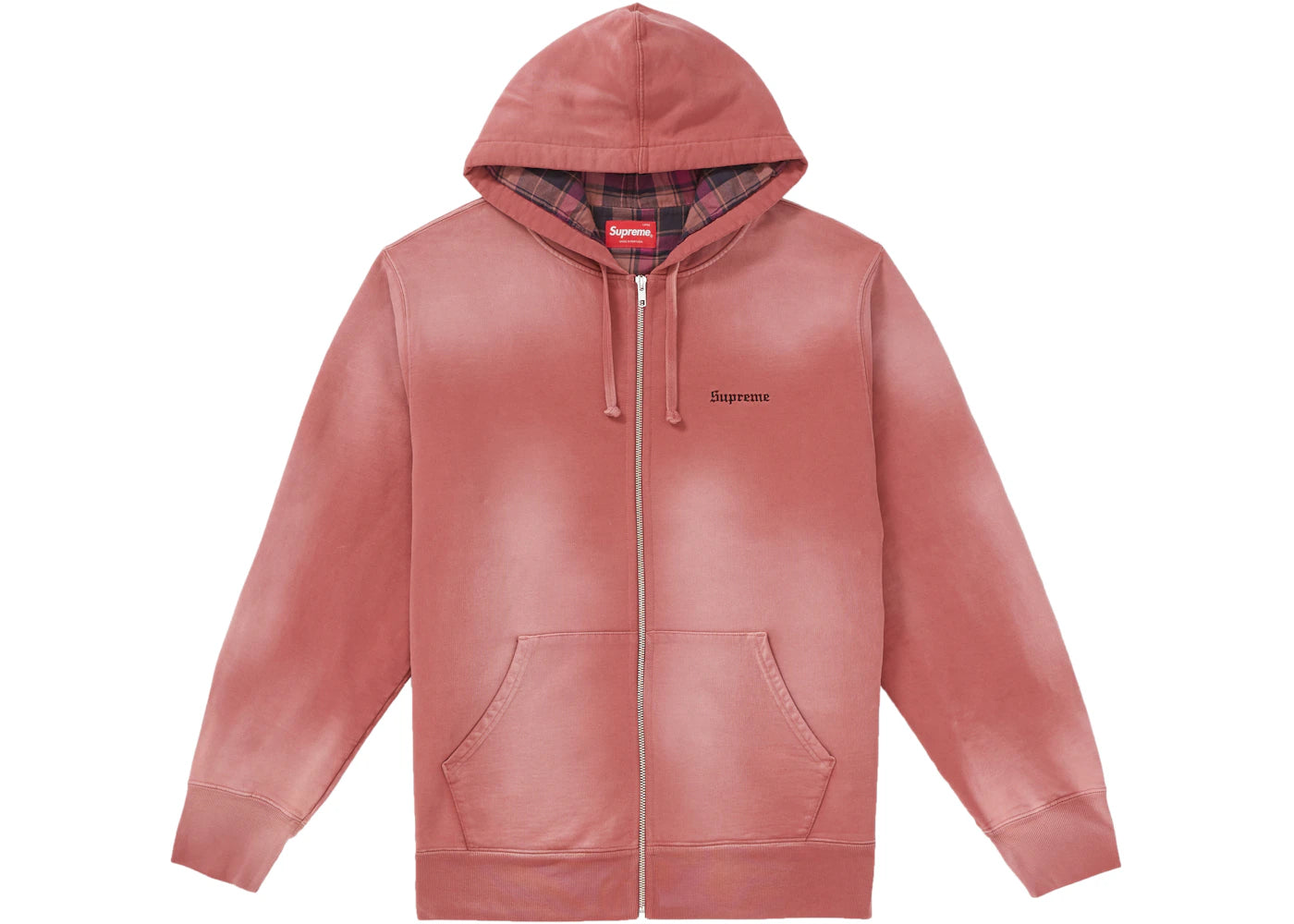 Supreme Bleached Zip Up Sweatshirt Dark Rose