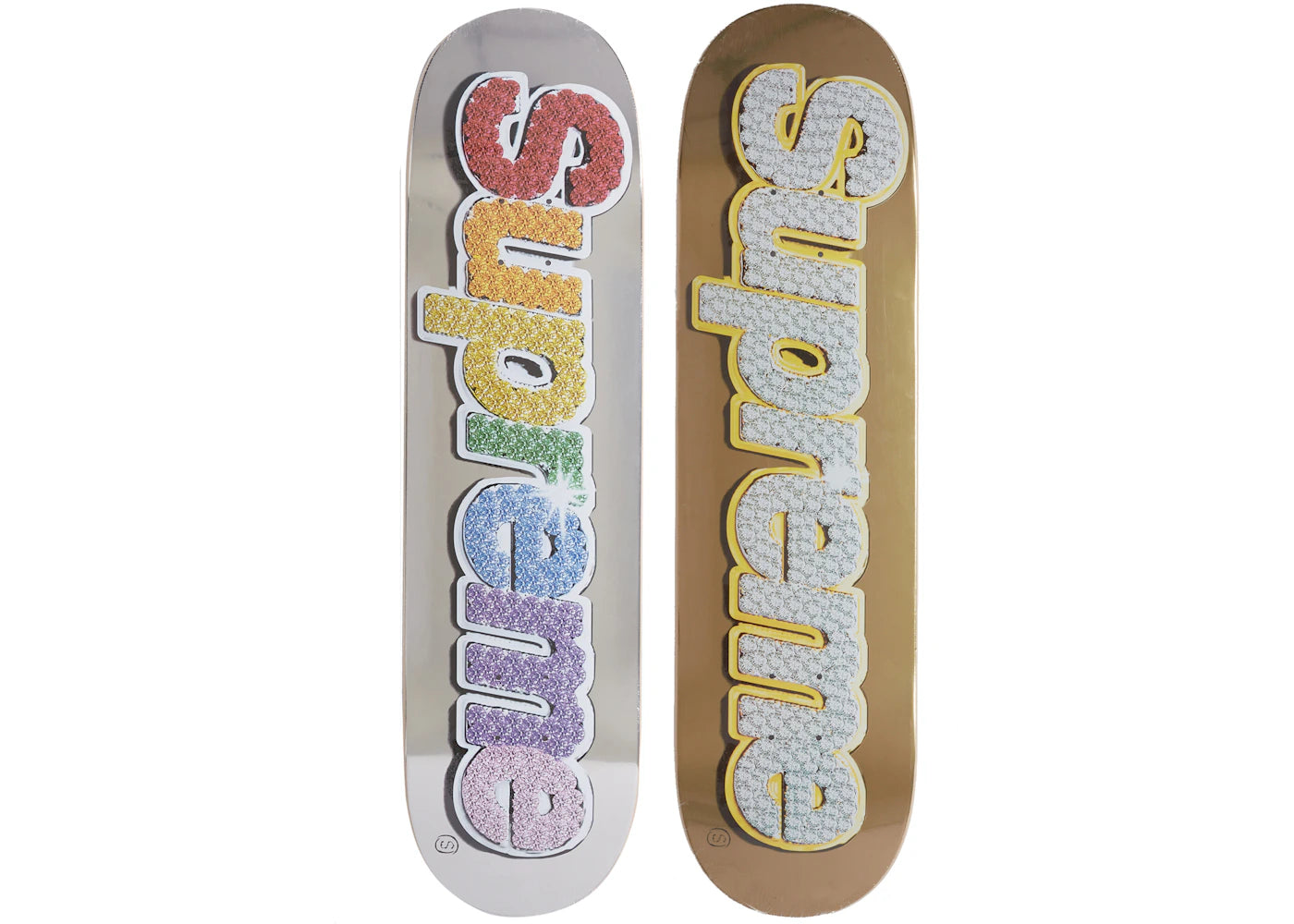 Supreme Bling Box Logo Skateboard Deck Set Multicolor