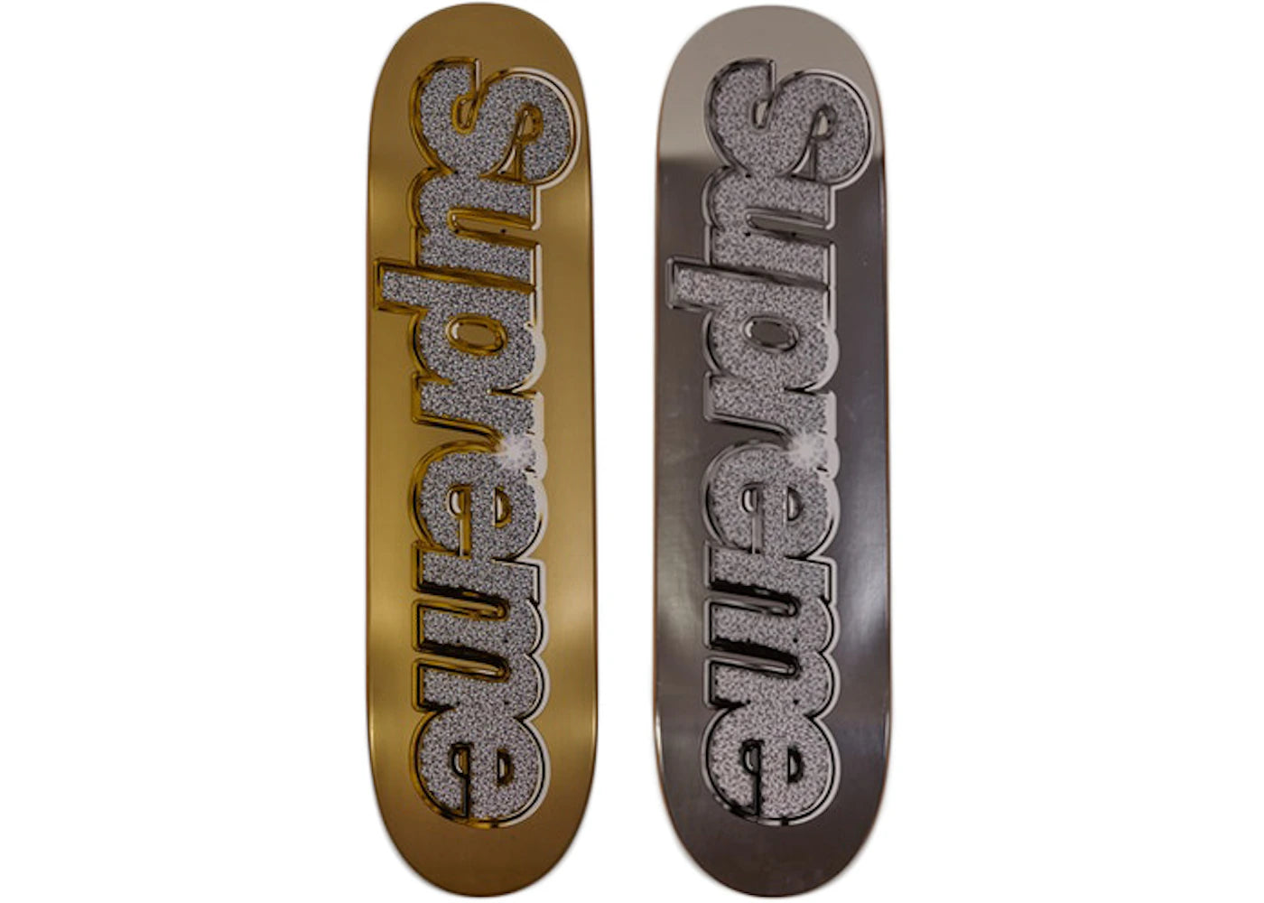 Supreme Bling Skateboard Deck Gold/Silver Set