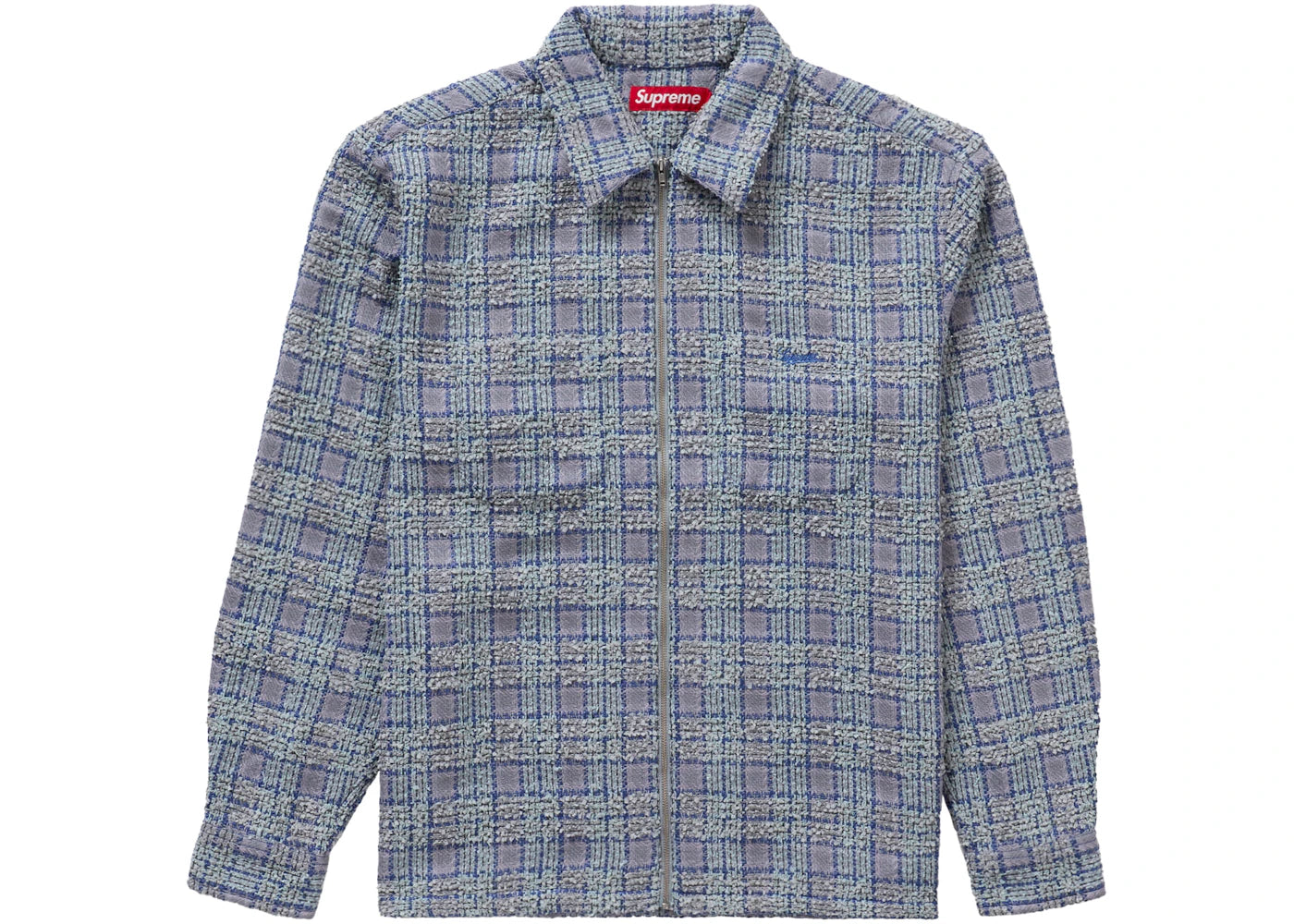 Supreme Boucle Zip Up Shirt Blue
