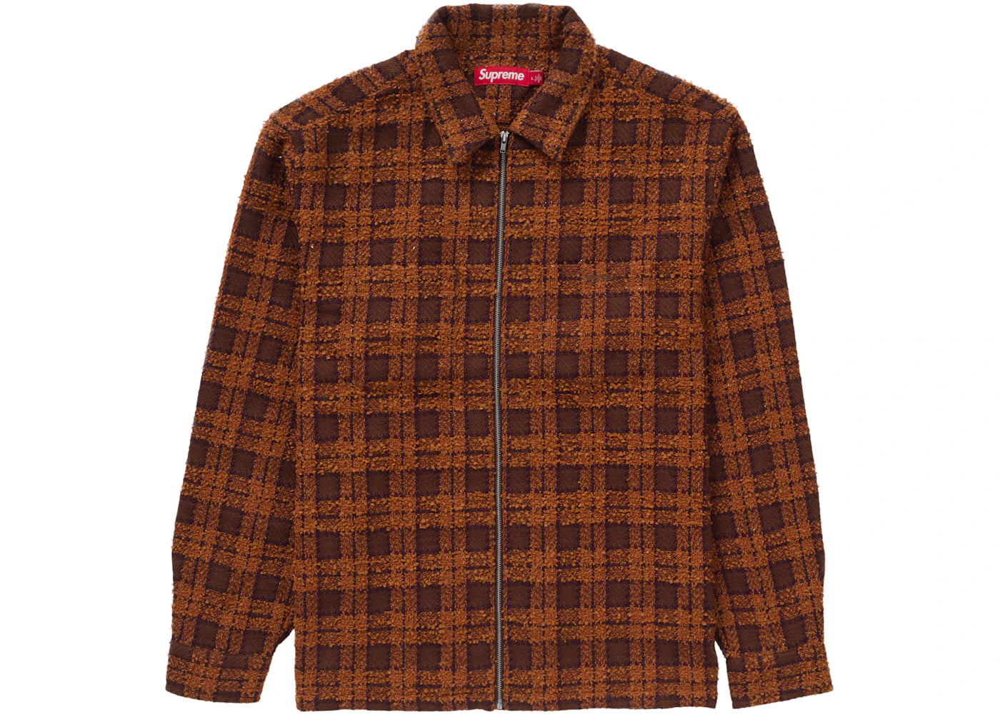 Supreme Boucle Zip Up Shirt Brown