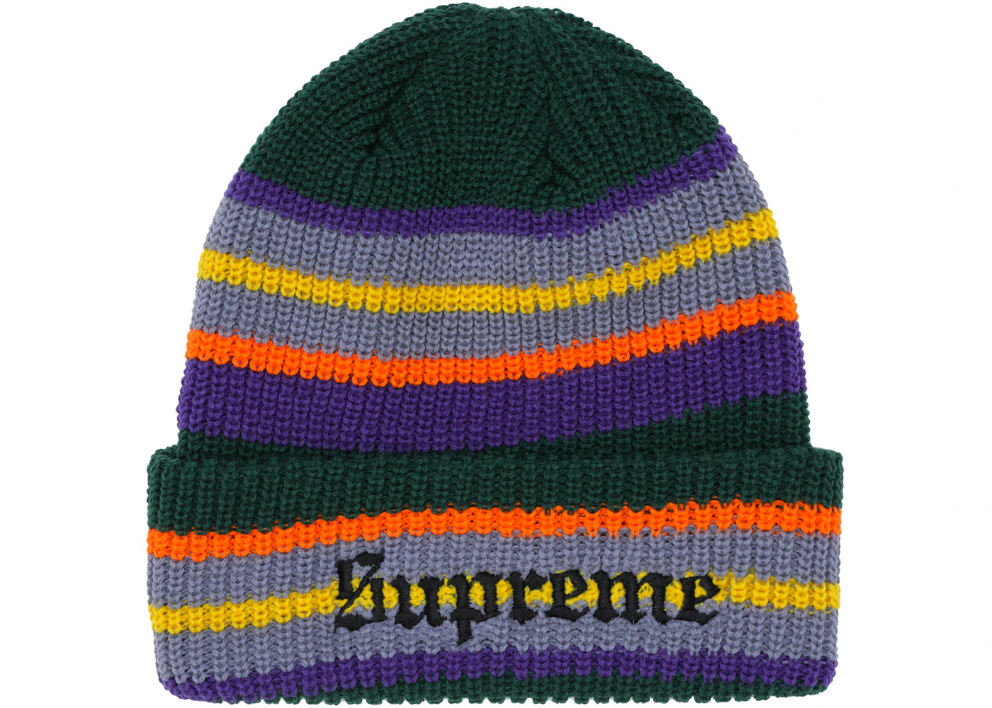 Supreme Bright Stripe Beanie Green