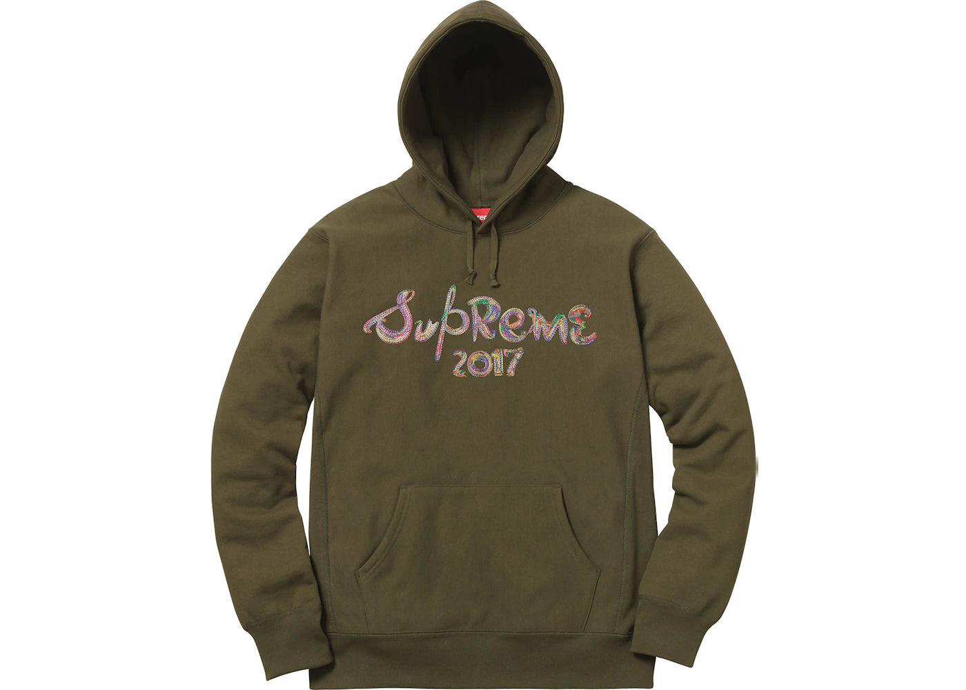 Supreme Brush Logo Hoodie Dark Olive