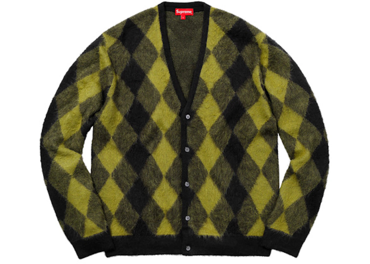 Supreme Brushed Argyle Cardigan Green