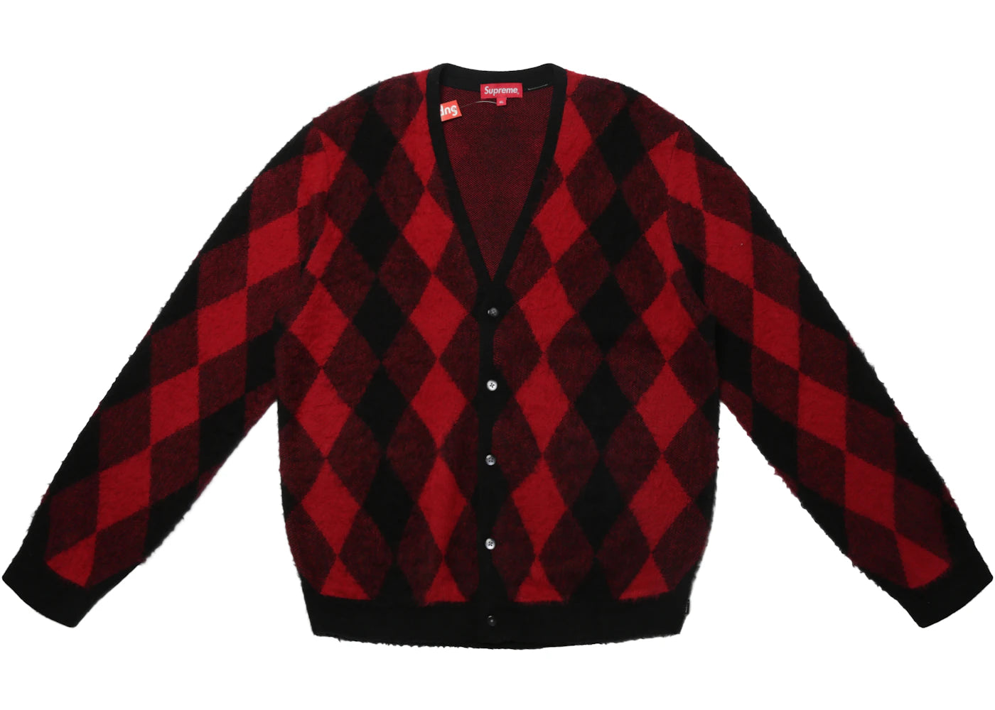 Supreme Brushed Argyle Cardigan Red