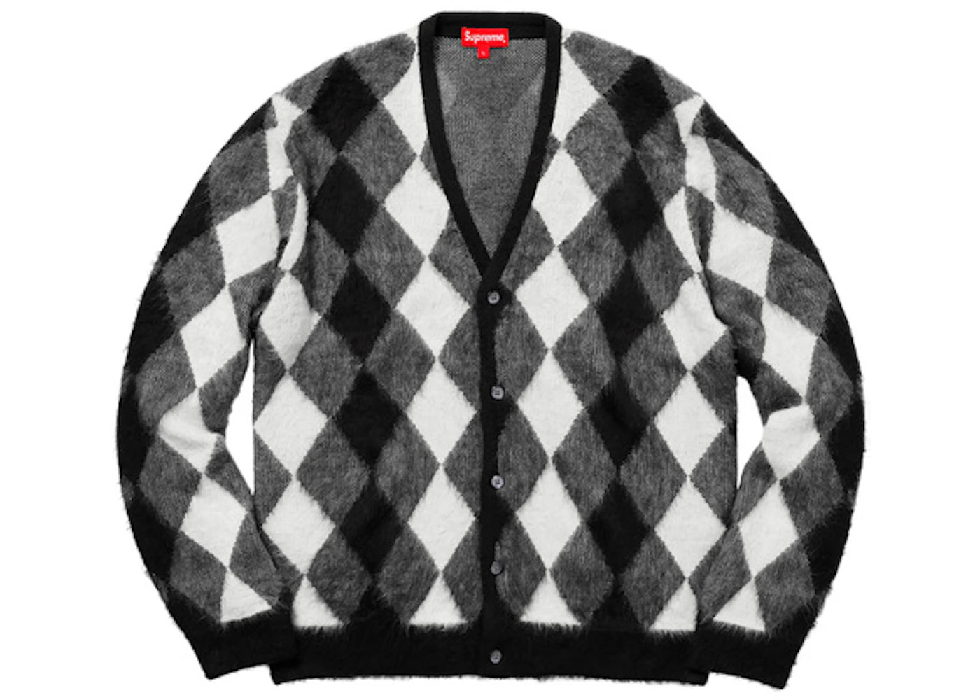 Supreme Brushed Argyle Cardigan White