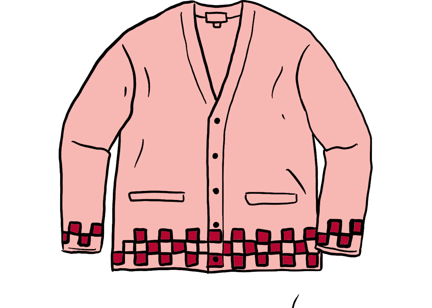 Supreme Brushed Checkerboard Cardigan Pink