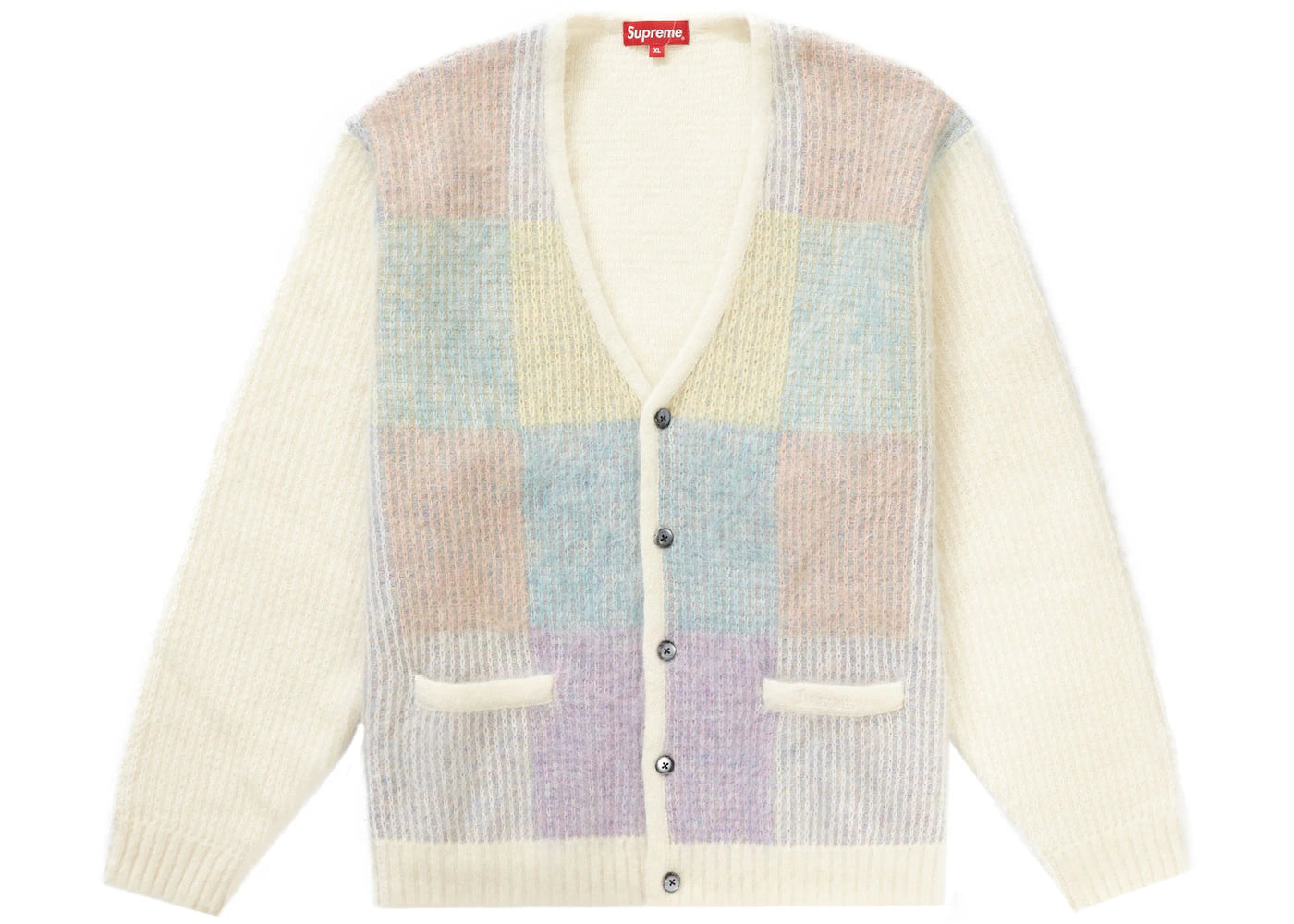 Supreme Brushed Grid Cardigan White