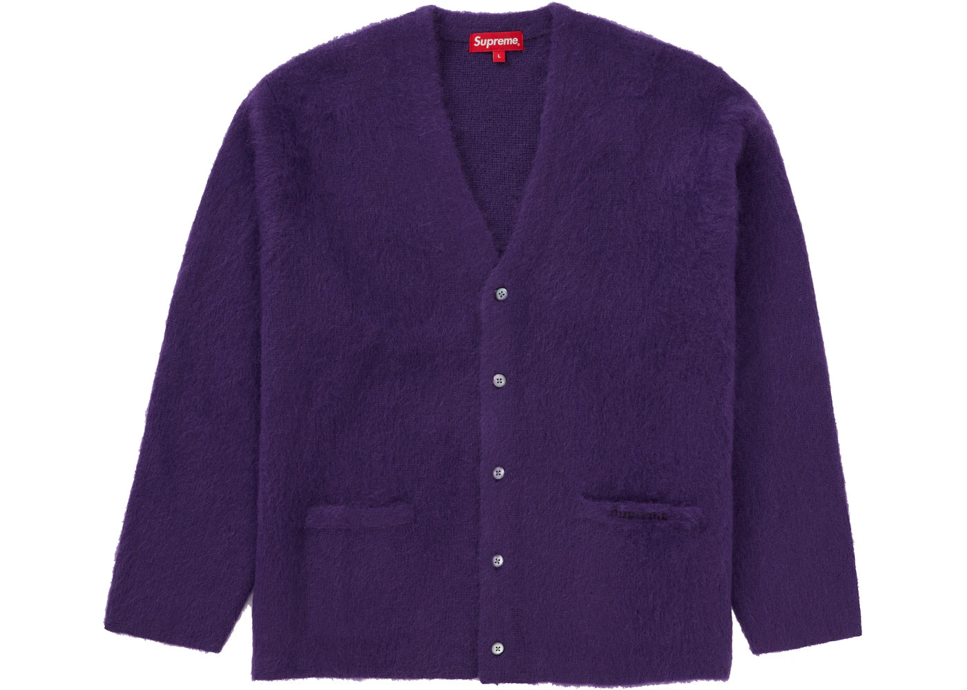 Supreme Brushed Mohair Cardigan Purple