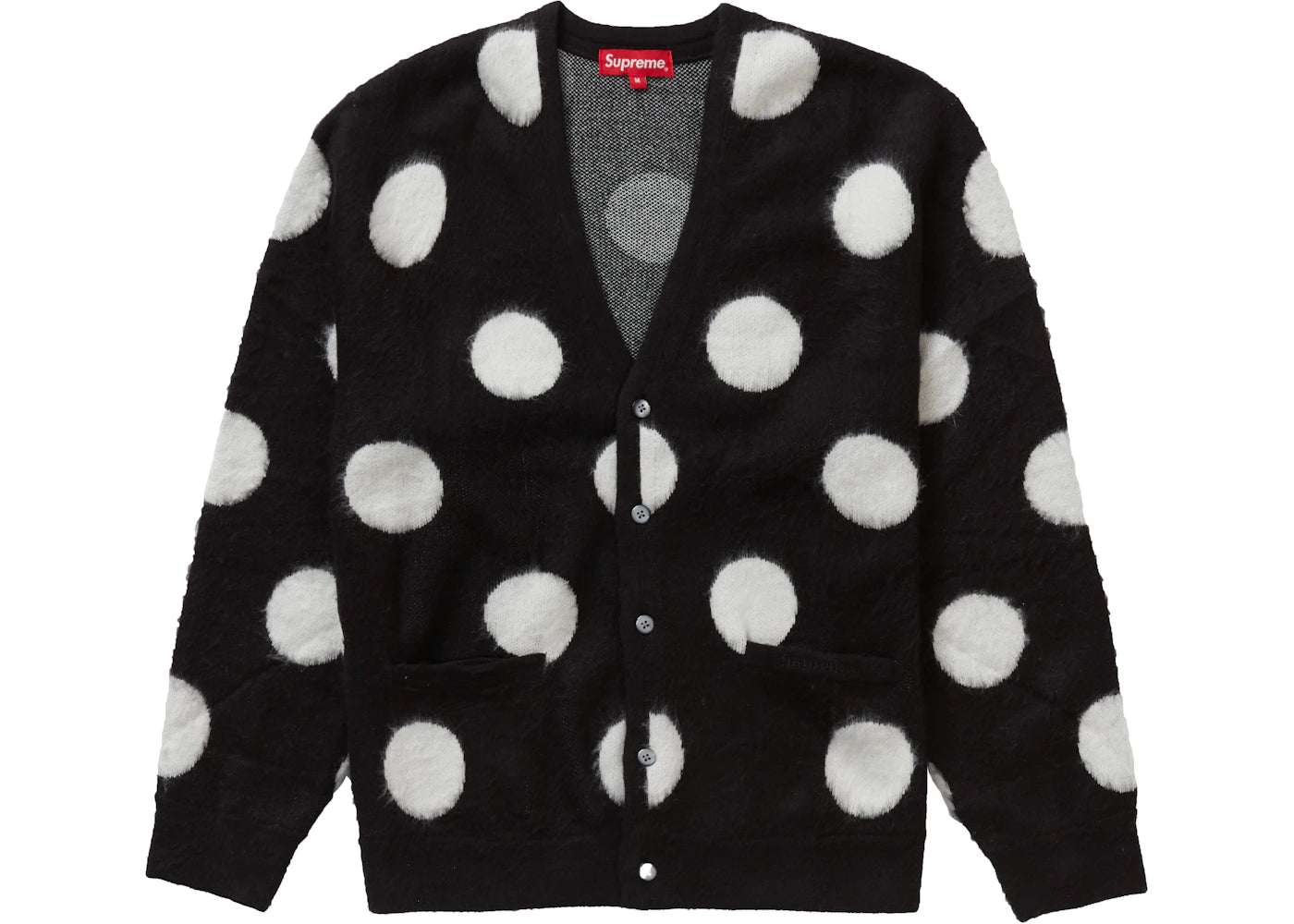Supreme Brushed Polka Dot Cardigan Black