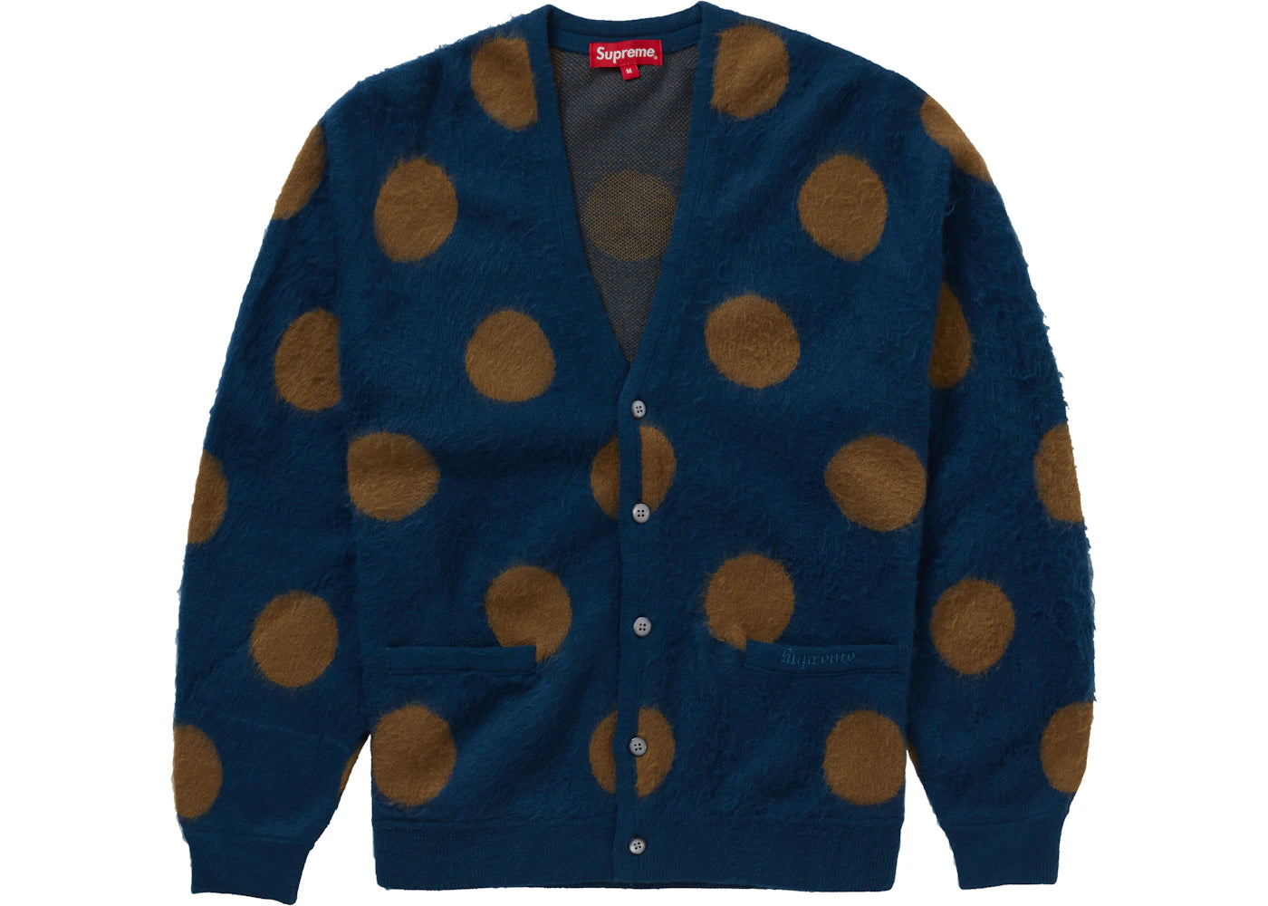 Supreme Brushed Polka Dot Cardigan Navy