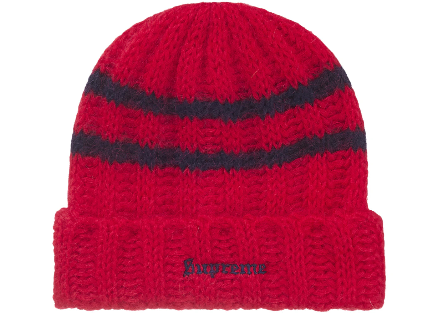 Supreme Brushed Stripe Beanie Red