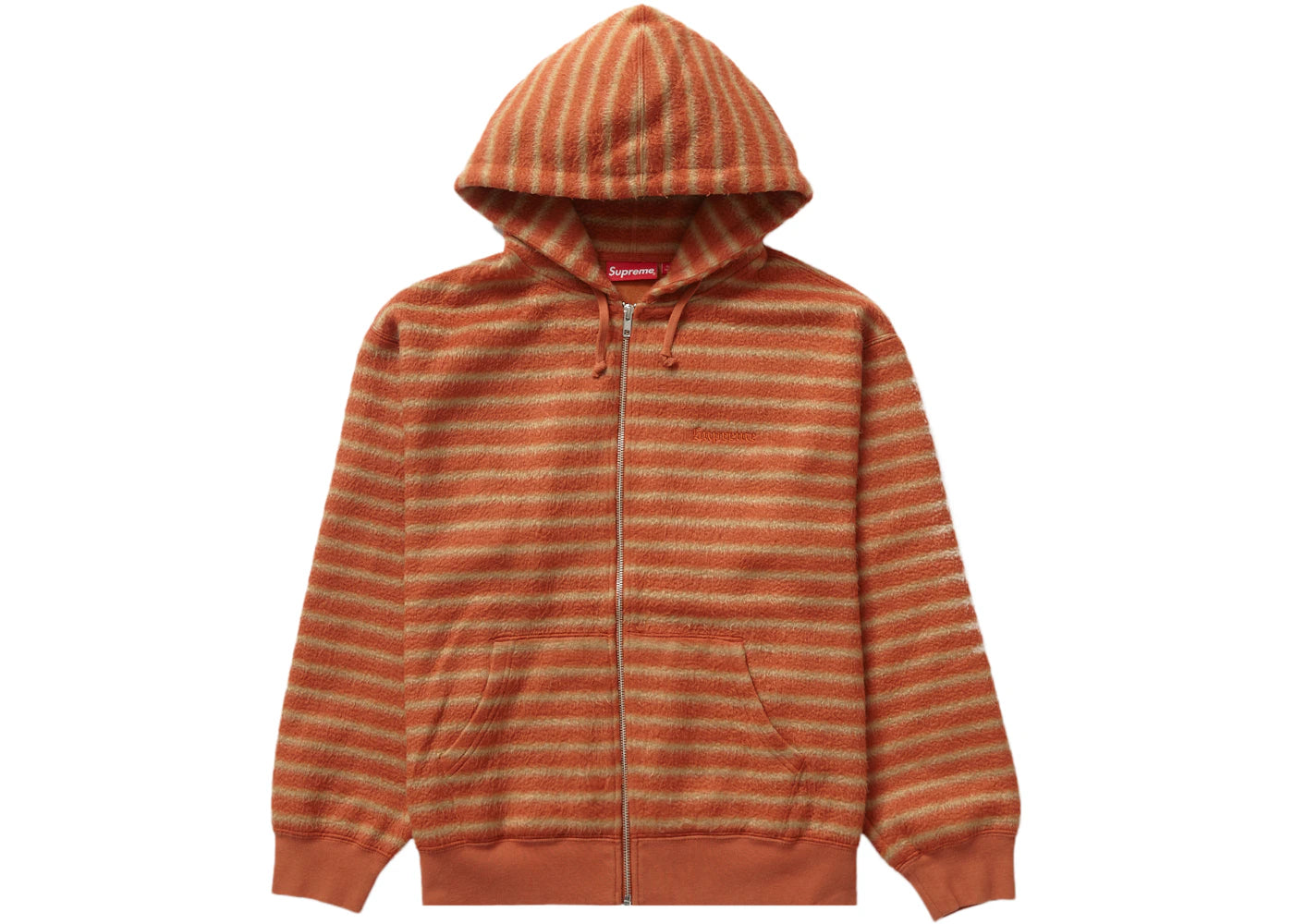 Supreme Brushed Zip Up Hooded Sweatshirt Orange