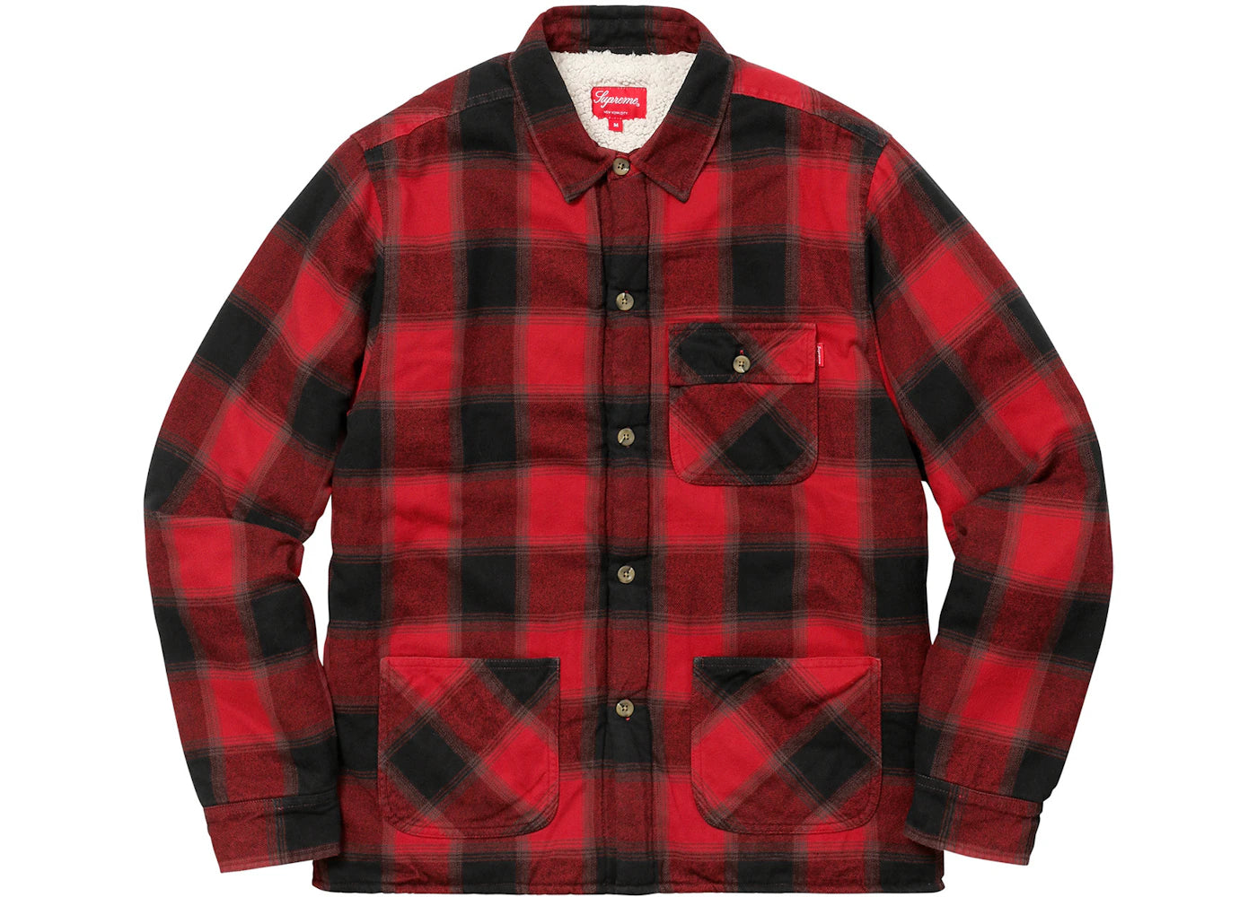 Supreme Buffalo Plaid Sherpa Lined Chore Shirt Red