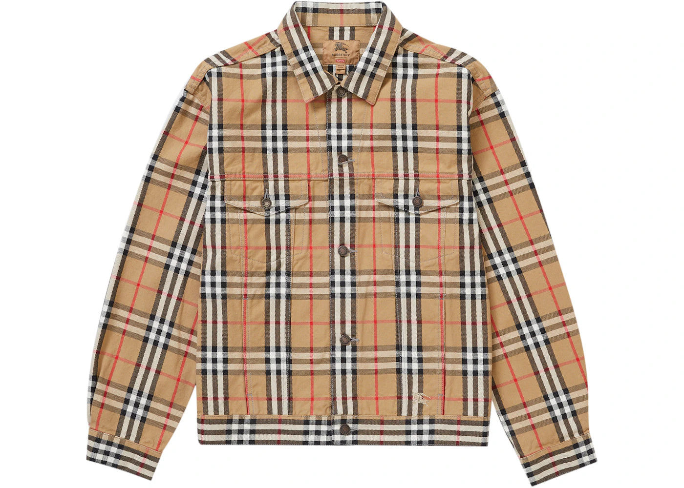 Supreme Burberry Denim Trucker Jacket Beige