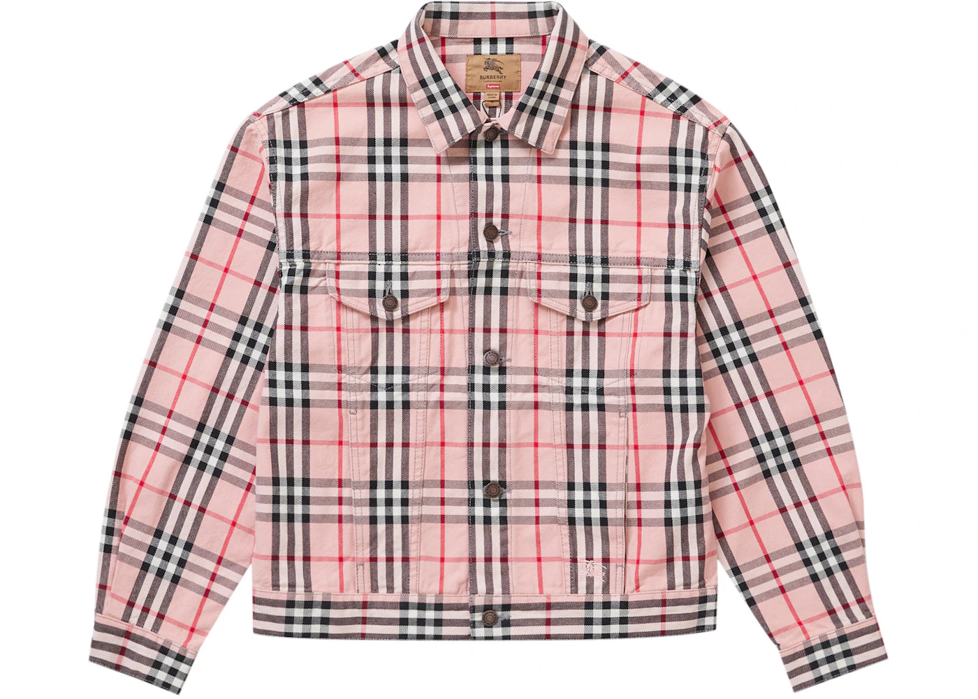 Supreme Burberry Denim Trucker Jacket Pink