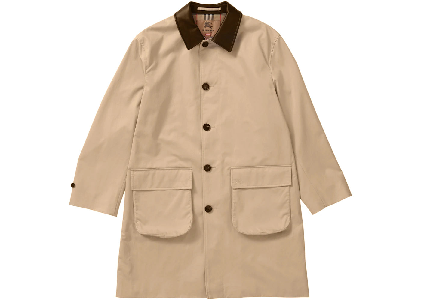 Supreme Burberry Leather Collar Trench Beige