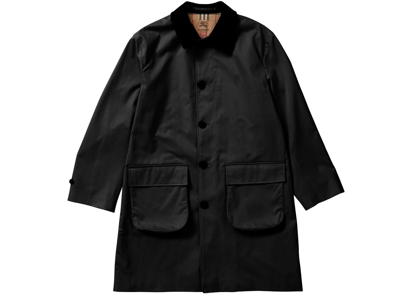 Supreme Burberry Leather Collar Trench Black