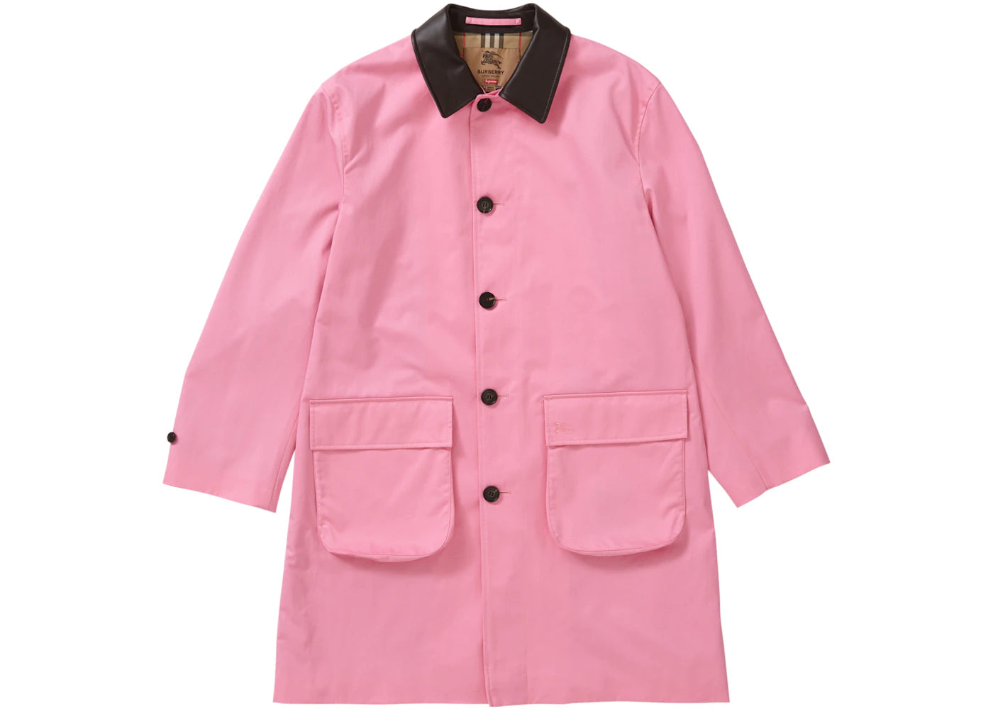 Supreme Burberry Leather Collar Trench Pink